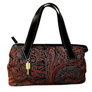 Fossil Black and Red Paisley Bag